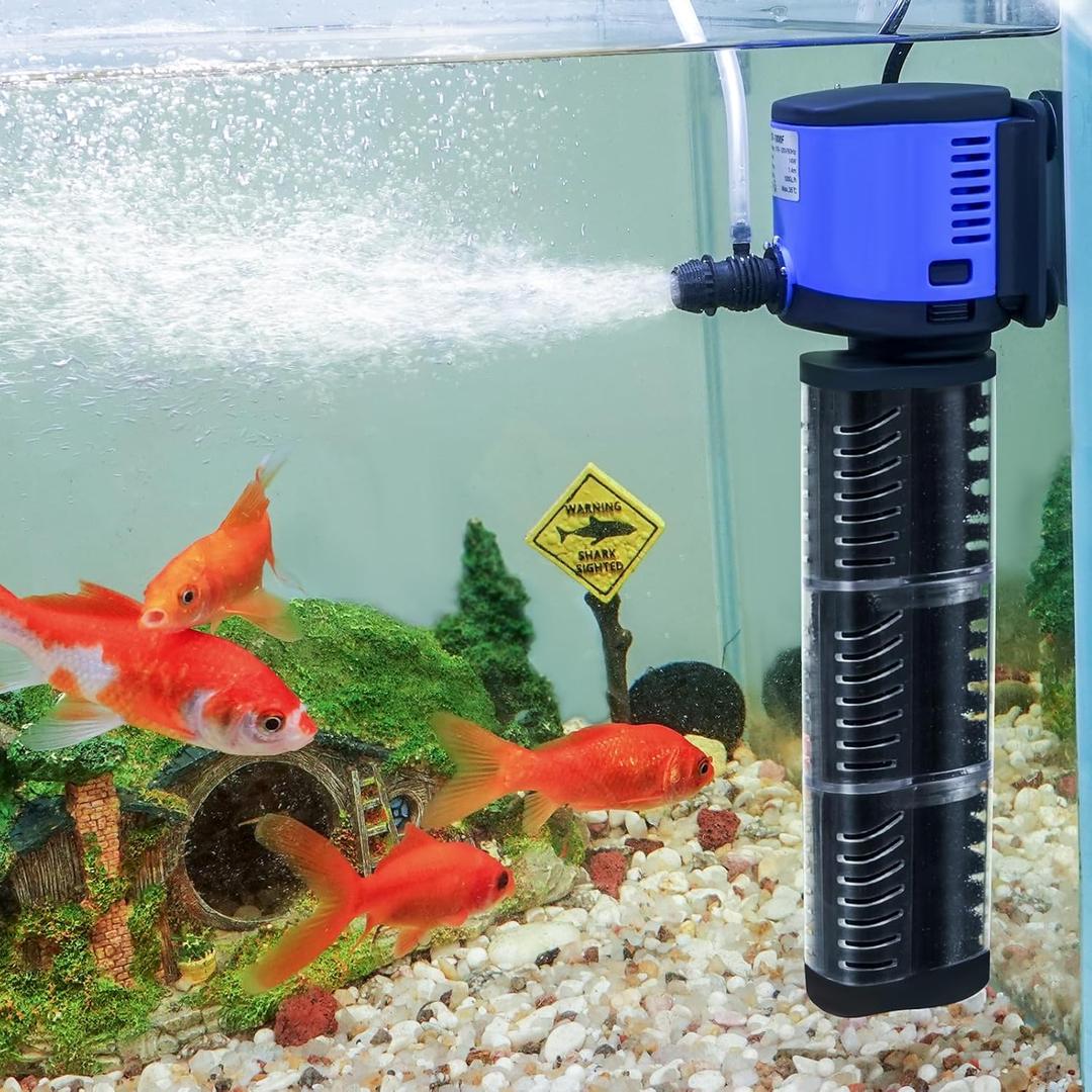 TARARIUM Aquarium Filter 400GPH for 55-200 Gallon Fish Tank, Biochemical Quiet Submersible Internal Powerful Pump Air Supply, Wave Maker 4 in 1, Small Ponds, Saltwater & Freshwater Crystal Clear