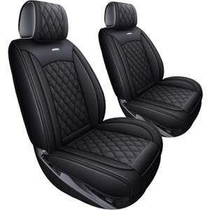 Aierxuan Chevy Silverado GMC Sierra 2 Front Seat Covers Pickup Custom Fit 2007-2025 1500 2500HD 3500HD Crew Double Extended Cab Waterproof Leather Seat Protectors(Set of 2, Black)