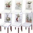 Rustic Minimalist Christmas Chair Covers Set of 6  Washable Stretchable Slipcovers with Snowflakes, Tree, Reindeer & Winter Decor for Holiday Dining, Wedding, Hotel & Party Decor (Grey)