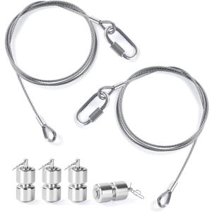 2Pcs Lift Cable Compatible with Gorilla Lift Trailer Gate Assist with EZ Spring Clips, with 4Pcs Aluminum Alloy Rollers Pins Washers, Fit for Open Utility Trailer Tailgate Ramp Lift Assist Kit