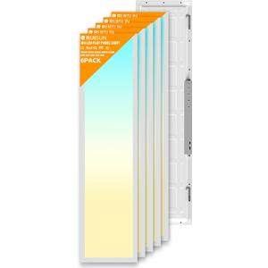 6 Pack 1x4 LED Flat Panel Light Drop Ceiling Office Fixture, 5040LM, 20W/25W/30W/35W/40W Selectable,3000K/3500K/4000K/5000K/6500K 5CCT,Dimmable (0-10V) for Shop,Commercial Warehouse,ETL Listed