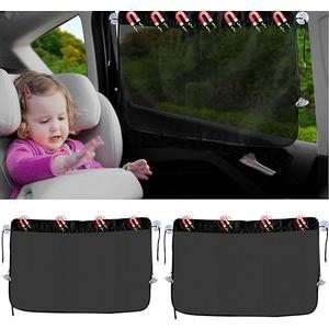 Ovege Car Window Shades for Baby 2pcs Side Window Sun Shade for Car Window Screen Magnetic & Suction Cup with String-Slide to Open (Mesh,Magnetic &Suction Cup)