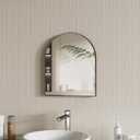 15x18 Inch Compact Black Arched Mirror Perfect for Small Bathroom Vanity & Decorative Wall Use Space-Saving Brushed Metal Frame Arch Mirror for Bathroom Living Room Bedroom or Entryway