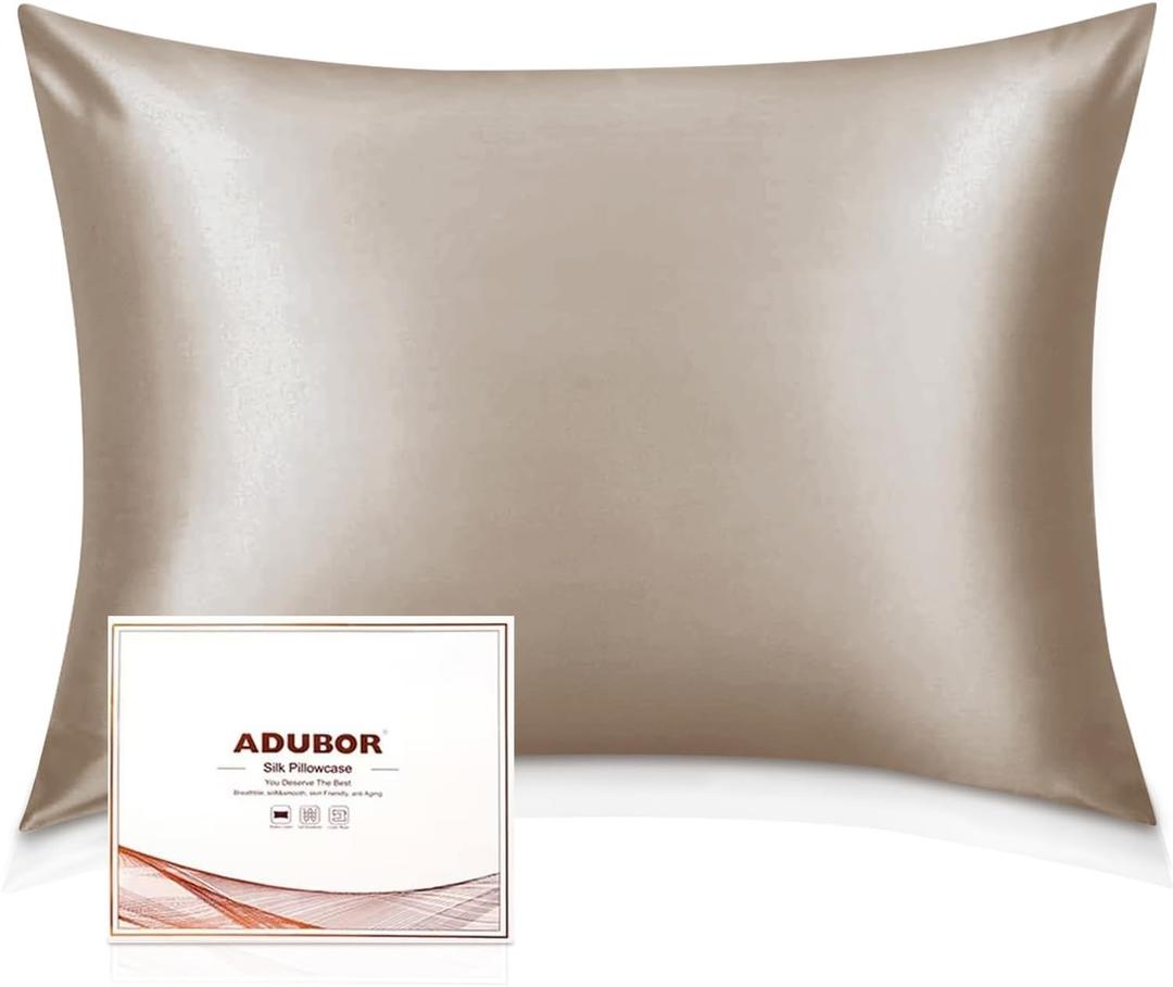 Adubor Silk Pillowcase - Mulberry Silk Pillow Case, 23 Momme 6A Grade Fibers, 900 Thread Count, Silk Pillow Cases for Hair and Skin Health, with Hidden Zipper (Queen 20''x30'', Apricot, 1PC)