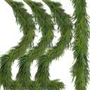 3 Pcs Artificial Norfolk Pine Garlands Christmas, 9 FT Dense Real Touch Winter Pine Garland Ornament, Green Artificial Greenery Garland for Table, Mantle, Wall, Indoor, Outdoor Christmas Decorations