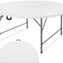 JALANCY 5 FT Round Folding Tables with Carrying Handle 60 inch Heavy Duty Portable Plastic Commercial Table Steel Legs for Party, Dining, Wedding, Events, Picnic Indoor, Outdoor (White,1 Pack)