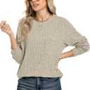 Motarto Lightweight Sweaters for Women Tunic Ribbed Tops Pull Over Casual Long Sleeve Shirts Plus Size Top for Daily Wear (Large, Khaki)