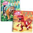 CutteeyFyry 2PCS Paint by Number Sticker Book Travel Activities for Kids Ages 4-10, Road Trip and Airplane Toys for Long Car Rides, Birthday Present, Preschool Classroom Party Gifts (Fierce Animals,dinosaurs)