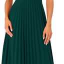 Allegra K Women's Sleeveless Pleated Dress Ruffle Hem Crew Neck Tank Knitted Elegant Midi Dresses (Green, S)