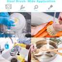 Bamboo Dish Brush Set, 4 Pcs Palm Wooden Dish Scrubber Brush, Dish Brushes, Durable Wood Dishes Scrub Brush, Natural Round Vegetable Cleaning Pots Pans Sink Washing Kitchen Brush by Aisuly (2p Palm+2p Sisal)