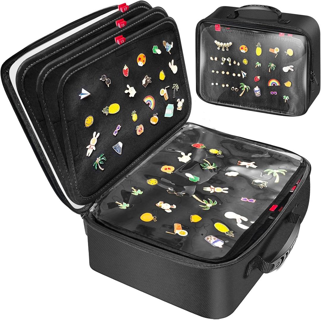 Enamel Pin Display Bag EVA Hard Shell Pin Trading Book, 18 Page Collectible Pin Board, Pin Display Case for Collectors, Suitable for Storing Enamel Pins, Sports Pins, Earrings and Brooches