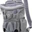 Pet Carrier Backpack for Cats and Dogs Breathable Frontpack Travel Bag Legs-Out Design Grey for Outdoor Adventures