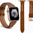 MORWLAT Slim Leather Band for Apple Watch 38mm/40mm/41mm/42mm(series 11 10), Women
