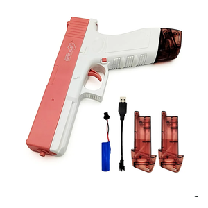 Tipmant Kids Electric Water Gun Blaster Squirt Toys Automatic Shooting Range 33 ft with 2 Water Clips, Rechargeable Battery for Summer Swimming Pool Beach Park Outdoor Children Gifts (Pink) 2 Packs