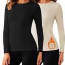 Bonneuitbebe Women's 2 Pack Long Sleeve Thermal Shirts Soft Crewneck Undershirt Tops Lightweight Base Layer Cold Weather (S)