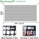 Climbing Cargo Net for Kids - Double Layers Heavy Duty Playground Safety Net, Outdoor Climbing Net for Treehouse Accessories, Backyard, Jungle Obstacle Training & Adventure(9.8x19.6ft),Black