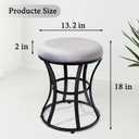 Vanity Stool, Grey Stools for Makeup Room, Round Ottoman Foot Stool, Velvet Footrest Vanity Chair for Bathroom, Bedroom, Living Room Furniture, Entryway, Offices