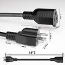 POWGRN 1 FT 12 Pack Indoor Extension Cord 16 Gauge, Short Power Cable