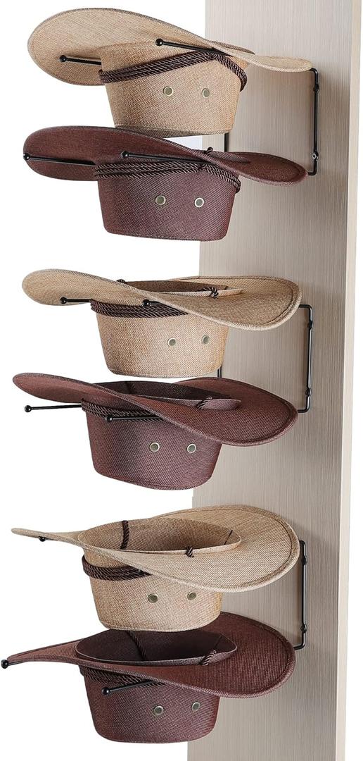 Taozun Cowboy Hat Rack - Cowboy Hat Holder DIY Hat Hangers for Wall Display, Black Hat Holder Organizer, 6 Pieces(A Beautiful Christmas Gift)
