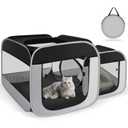 Large Outdoor Cat Playpen, Foldable 2-in-1 Zone Waterproof Cat Enclosure Puppy Pen for Outdoor Use, Portable Pet Playpen with Soft Sides, Great for Gardens, Camping, Backyard