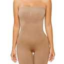 HOMETA Women's Shapewear Bodysuits Tummy Control Butt Lifter Body Shaper Strapless Seamless Mid Thigh Jumpsuit Tops, L