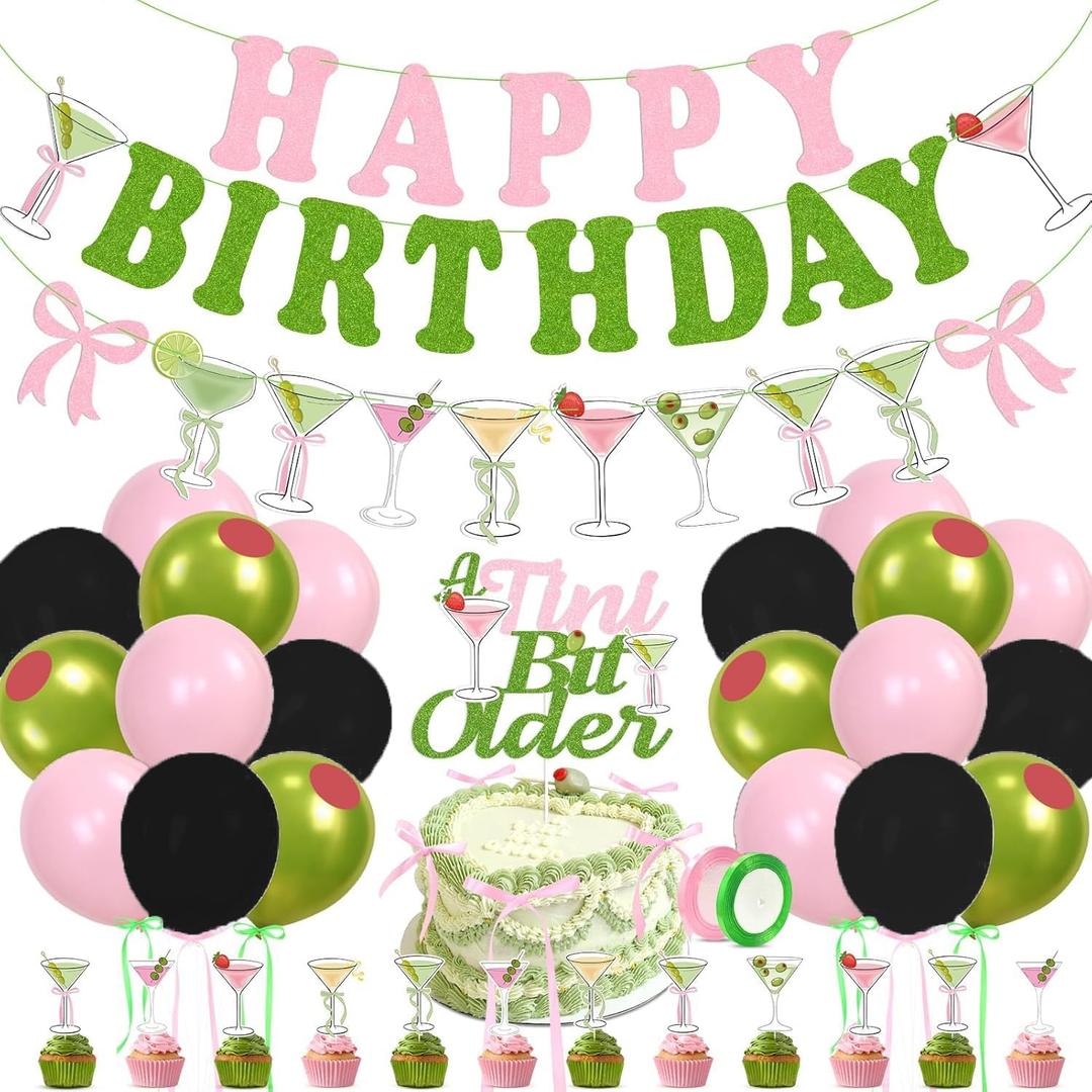 38Pcs Witch Birthday Party Decorations Set Include 1pc Banner, 6pcs Hanging Swirls,18pcs Balloons,12pcs Cake Toppers and 1pc Cupcake Toppers for Pink and Green Witch Party