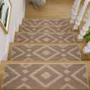 Montvoo 15PC Stair-Treads Non Slip, 3D Peel and Stick Stair Treads for Wooden Steps Indoor, Washable Stair Runner Rug Adhesive Staircase Step Treads Reusable Stair Carpets for Kids Dogs 8"x30" Brown