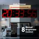 CHKOSDA Digital Wall Clock, Oversize Led Digital Clock Large Display with Auto Dimmer, Huge Countdown Timer with Remote Control, 27" Wide Led Display, 6 Digits, Wall Mount, Date and Temperature (Red)