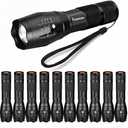 Pocketman LED Tactical Flashlight Super Bright LED Flashlights Portable Outdoor Water Resistant Torch with 5 Light Modes（10Pack）