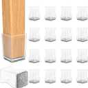 Clear Square Chair Leg Protectors for Hardwood, 16Pcs Silicone Chair Legs Caps to Prevent Floor from Scratches and Reduce Noise, Easy to Move(1 3/4 Inch).