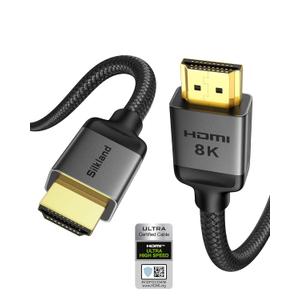 Silkland Certified Long 10K 8K HDMI 2.1 Cable 20ft, (Upgrade Braided) Ultra High Speed HDMI Cable [8K@60Hz, 4K@120Hz] 48Gbps, HDR, eARC, HDCP 2.2/2.3, Compatible for PS5/Xbox/Soundbar/Roku TV (Grey)