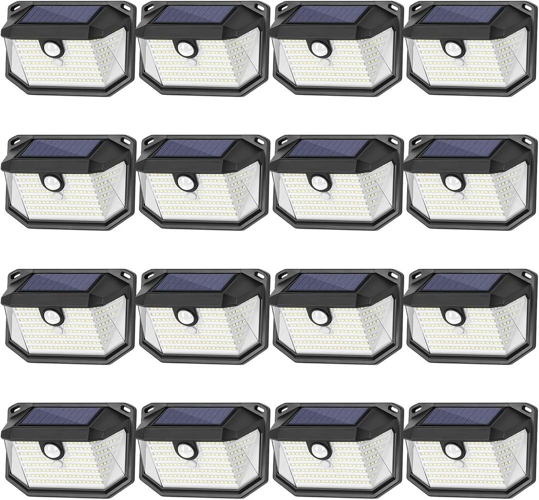 Solar Outdoor Lights, 16-Pack Super Bright 178 LEDs Motion Sensor Wall Light with 270 Wide Angle & 3 Modes, Waterproof Solar Powered Security Light for Patio Garden Garage Front Door