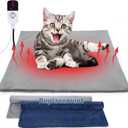 Cat Heating Pad Outdoor, Heated Cat Bed for Dogs, Indoor Warming Electric Pet Heating Pad with Chew Resistant Cord, Waterproof Heated Pet Mat with Adjustable Temperature & Time Kitten 18"*18"
