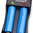 Adjustable Battery Charger with USB Smart Universal 2-Bay Charger Universal Lithium 18650 Battery Charger for 3.7V Li-ion 10440 14500 16340 16650 14650 13350 18500 18650 26650 - No Battery