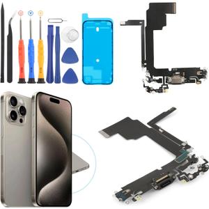 Replacement for iPhone 15 Pro MAX Charging Port Dock Connector for iPhone 15 Pro MAX Charging Port Replacement USB Charger Board Flex Cable Assembly Accessories with Repair Tools