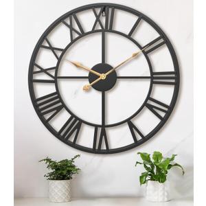 Pytha Sight 24 Inch Large Oversized Farmhouse Modern Decorative Wall Clock for Living Room,Silent Industrial Big Roman Numerals Vintage Metal Round Wall Clocks for Kitchen,Dinng Room,Office