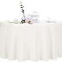 Ascoza 2pack 120 Inch Ivory Round Tablecloth in Polyester Fabric for Wedding/Banquet/Restaurant/Parties