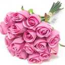 Pink Artificial Roses, Bunch of 18 Fake Pink Roses with Stems, (12") 30cm Silk Flowers Bouquet for Outdoor & Indoor Events Wedding Party Home Decoration & Gifts-DIY & Crafts