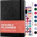 Legend Dated Hourly Weekly Planner 2026  Daily, Monthly & Yearly Agenda with Time Slots  Hardcover Organizer Journal, 5.8x8.3 (Black)