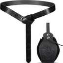 2 Pcs Medieval Viking Belt Leather Pouch Bag Embossed Renaissance Costume Accessories for Men Women Halloween LARP Cosplay (Black)