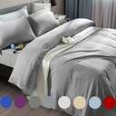 SONORO KATE Bed Sheet Set Super Soft Microfiber 1800 Thread Count Luxury Egyptian Sheets Fit 18-24 Inch Deep Pocket Mattress Wrinkle-5 Piece (Grey, Queen)