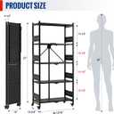 WORKPRO 5-Tier Folding Shelf, No-Assembly Metal Storage Rack with Wheels, 750 lbs Capacity (with Leveling Feet), Collapsible Shelving Unit for Kitchen, Pantry, Bathroom & Closet Organization