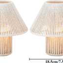TRIROCKS Woven Cotton Rope LED Cordless Table Lamp Set of 2, 7'' Tall Battery Operated Desk Lamp, Boho Bedside Lamps Great for Living Room Bedroom Weddings Parties Patio Events