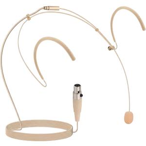 Pyle Pro Dual Over-Ear Headset Microphone - Professional Hands-Free Omni-Directional Boom Condenser Mic with 4-Pin Mini XLR, 3.9ft Cable, Windscreen - Secure Fit, Pro Audio for Presentations (Beige)
