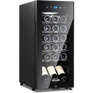 18 Bottle Compressor Wine Cooler Refrigerator with Lock, Freestanding Wine Fridge, 41°F-64°F Digital Temperature Control, Large Wine Cellar for Red, White, Champagne, and Sparkling Wine – Black