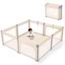 Doradotey Baby Playpen Foldable for Toddlers 1-3, Size and Shape Adjustable Enclosure, 8-Panels Detachable Gate 79x71 Large Indoor Playard, Easy Assembly and Clean, Safety Fence Play Area, Khaki