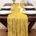 5 Pcs Yellow Gauze Table Runner 10ft Rustic Cheese Cloth Table Runner Boho Style Decoration for Romantic Date Wedding Party Baby Shower Photography Decoration