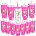 12 Pcs Margs and Matrimony Bachelorette Party Cups 24oz Bridesmaid Reusable Plastic Cups with Lids and Straws for Wedding Bridal Shower Party Favors Gifts