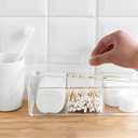 Sooyee Qtip Holder Rectangle Cotton Ball and Swab Holder Organizer with Lid, Dustproof,Waterproof,Clear Acrylic 3 Compartment Cotton Pad Container for Cotton Swabs, Make Up Pads, Cosmetics
