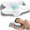 Cervical Neck Pillow for Pain Relief, Ergonomic Side Sleeper Pillow for Sleeping, Contour Orthopedic Memory Foam Pillows for Back & Stomach Sleepers with Pillowcase (White)